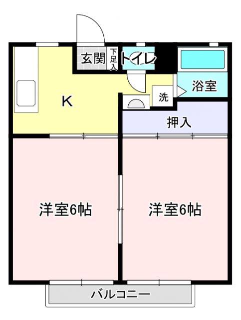 パナハイツ小針 C(2K/2階)の間取り写真
