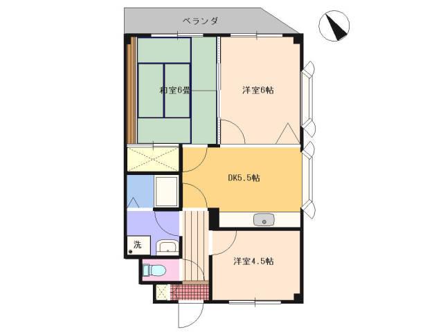 アパートメント丸山(3DK/3階)の間取り写真