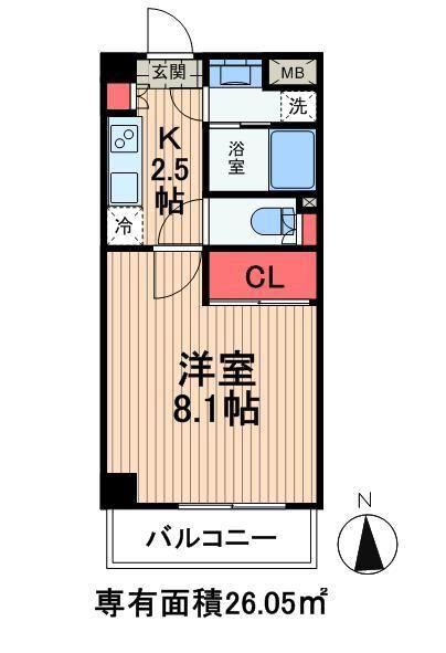 八丁堀レジデンス壱番館(1K/6階)の間取り写真
