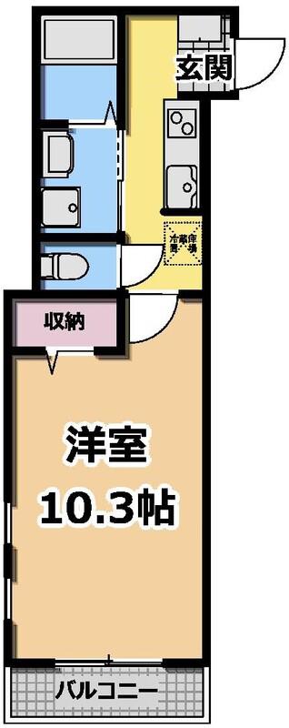 ブリリアント保土ヶ谷(1K/2階)の間取り写真