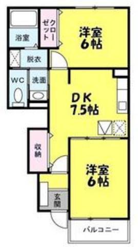 ポルト ソラーナI(2DK/1階)の間取り写真