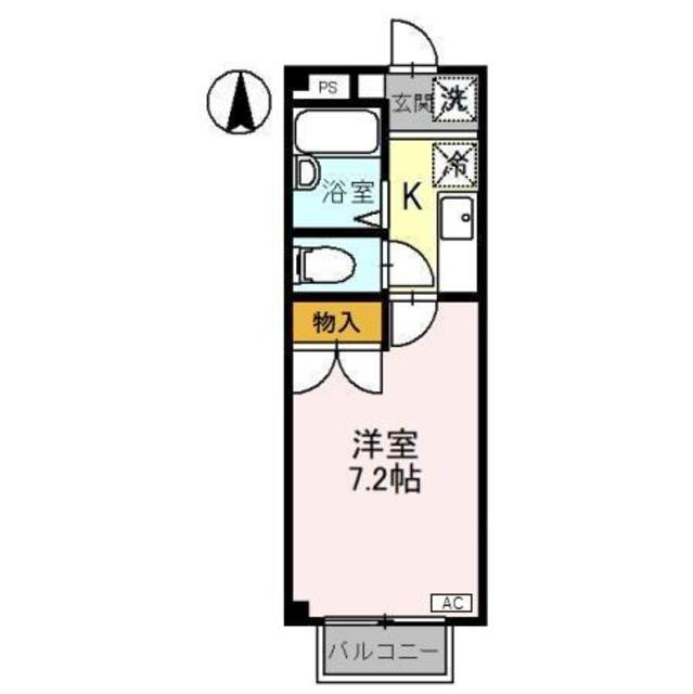 カーサケンポ B(1K/2階)の間取り写真