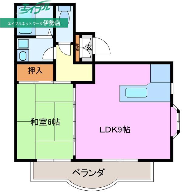 船江第2ロイヤルマンション(1LDK/1階)の間取り写真
