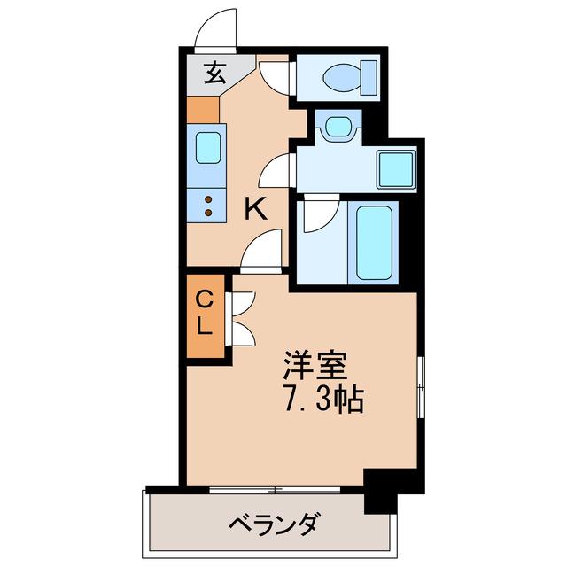 コスモナーレ千種(1K/2階)の間取り写真