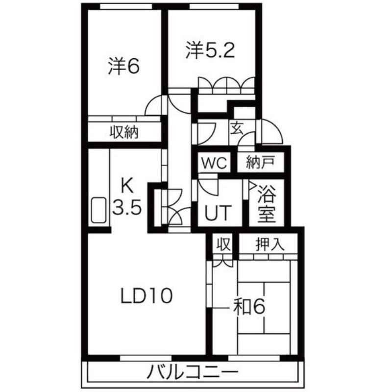 テレパレス富丘II(3LDK/3階)の間取り写真