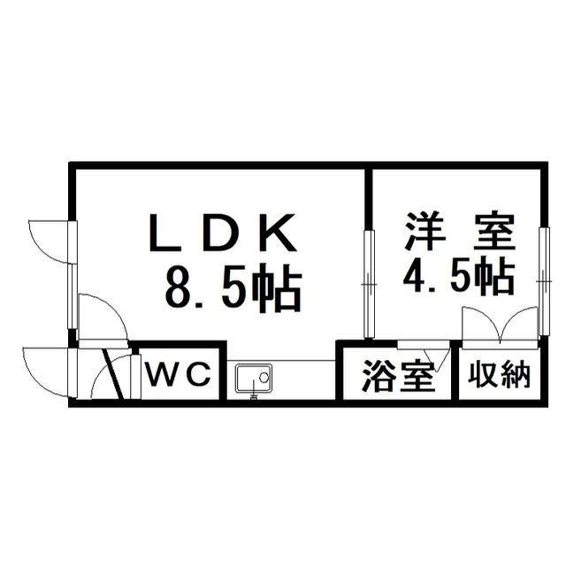 シャルム緑ヶ岡(1LDK/1階)の間取り写真