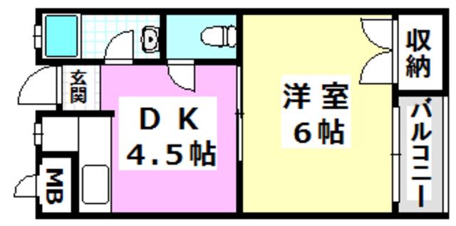 千里丘センターハイツ(1DK/3階)の間取り写真