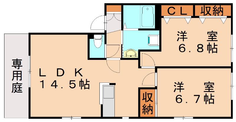 エクセレント田原(2LDK/1階)の間取り写真