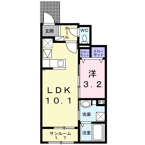 コート エスポア(1LDK/1階)の間取り写真
