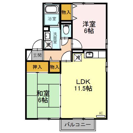 サンクレスト陽明 A(2LDK/2階)の間取り写真