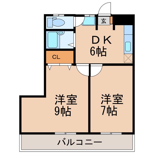 M7マンション(2DK/2階)の間取り写真