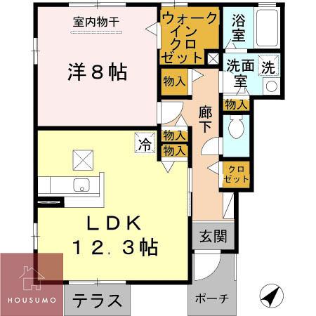 フランドール(1LDK/1階)の間取り写真