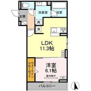 地下鉄東山線 藤が丘駅(愛知) 徒歩12分 3階建 新築(1LDK/3階)の間取り写真
