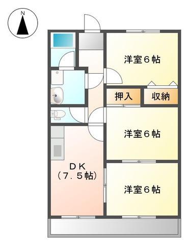 ベルメゾン(3DK/1階)の間取り写真