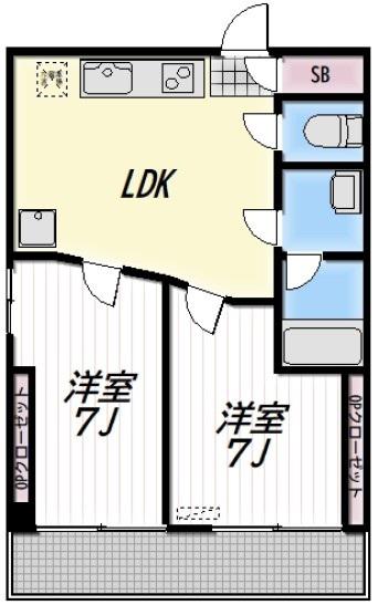 AVION(2LDK/1階)の間取り写真