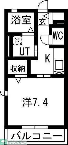 アズール(1K/1階)の間取り写真