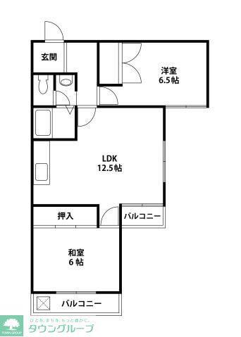 イノウエハイムA(2LDK/2階)の間取り写真