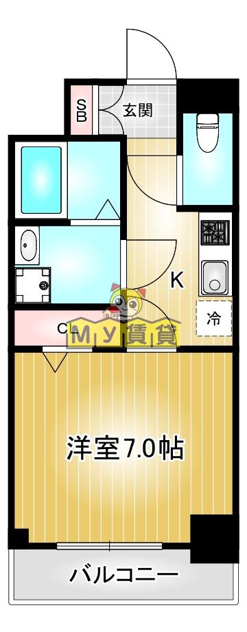 エスリード名古屋STATION ウエスト(1K/6階)の間取り写真