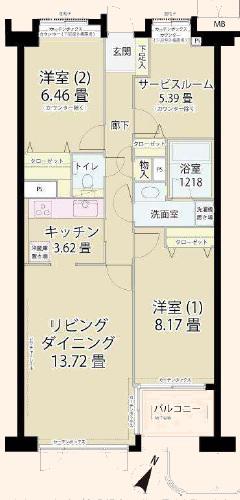 グランフォート目黒(3LDK/1階)の間取り写真