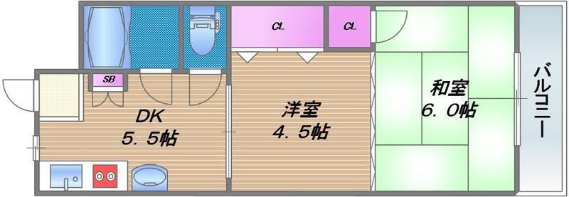 ロイヤルDYDO(2DK/3階)の間取り写真