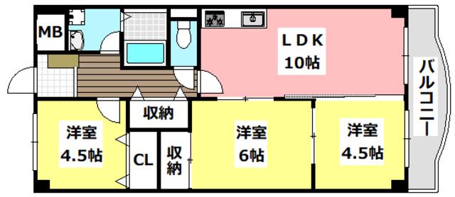リヴァーウィンド(3LDK/2階)の間取り写真