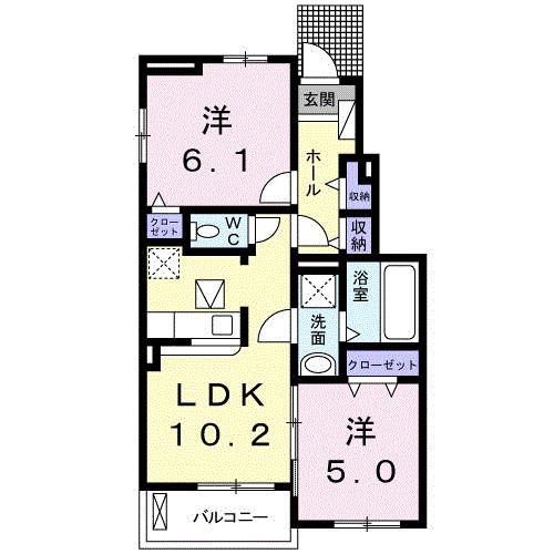 カレントM(2LDK/1階)の間取り写真