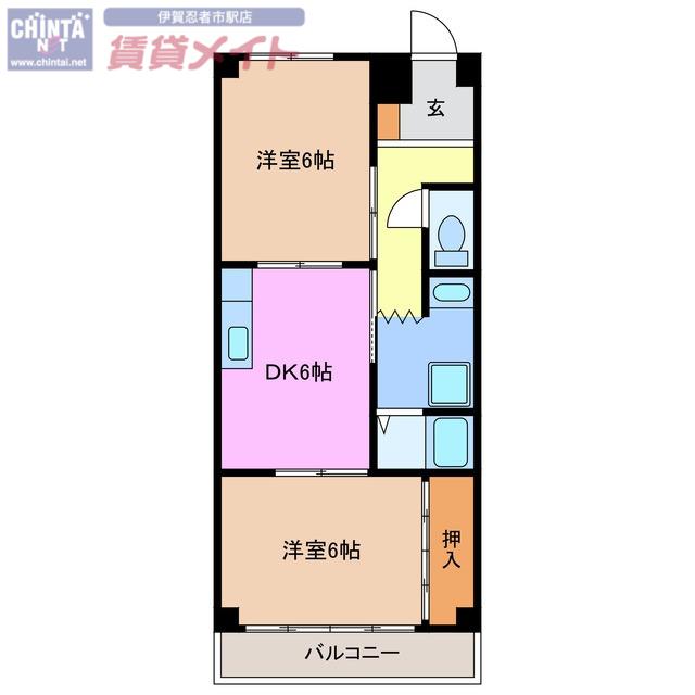 フラット立石A(2DK/1階)の間取り写真
