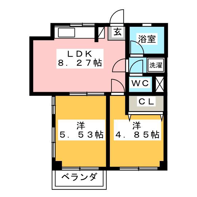 新山ビル本太(2LDK/1階)の間取り写真