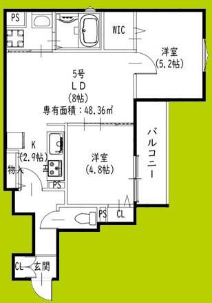 ラモーナ倉治(2LDK/3階)の間取り写真