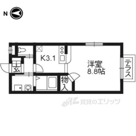 パレスサイド桂(1K/2階)の間取り写真