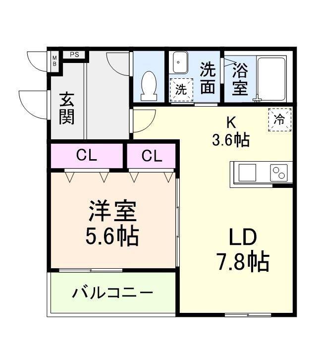 フジパレスSAKURA(1LDK/1階)の間取り写真
