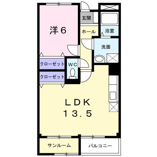 中島マンション(1LDK/3階)の間取り写真