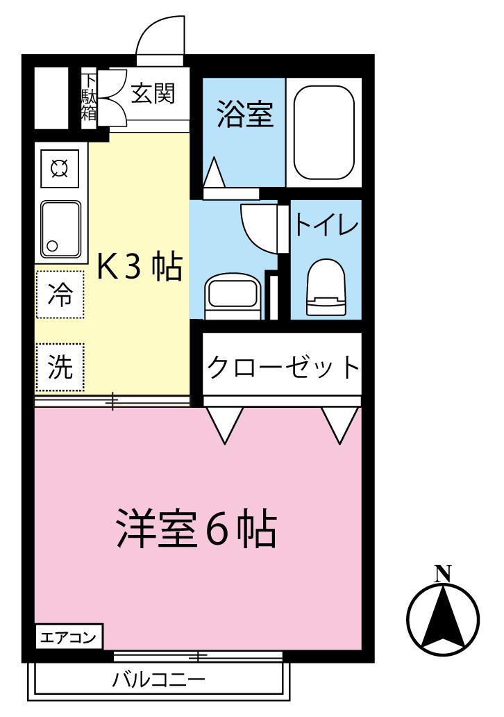 クレール 目黒(1K/2階)の間取り写真
