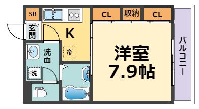 甲子園マンション(1K/2階)の間取り写真
