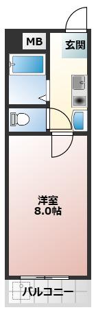 メゾンなか(1K/1階)の間取り写真
