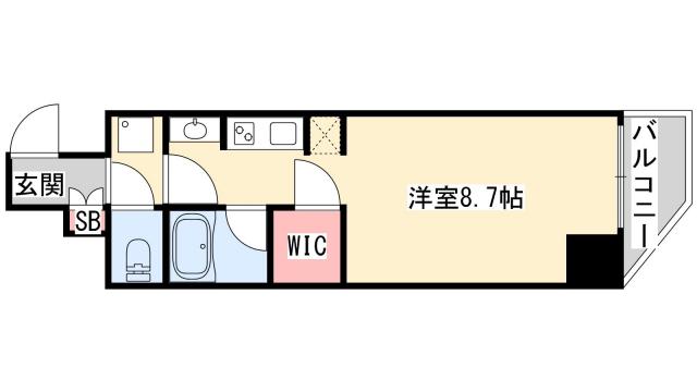 アスヴェル神戸元町海岸通(1K/4階)の間取り写真