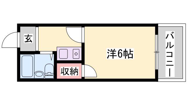 別府第2(1K/2階)の間取り写真
