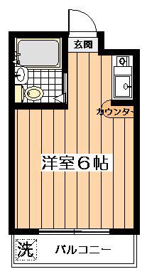 ハウスサンシャイン(ワンルーム/1階)の間取り写真