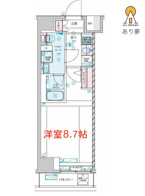GENOVIA新子安(1K/5階)の間取り写真