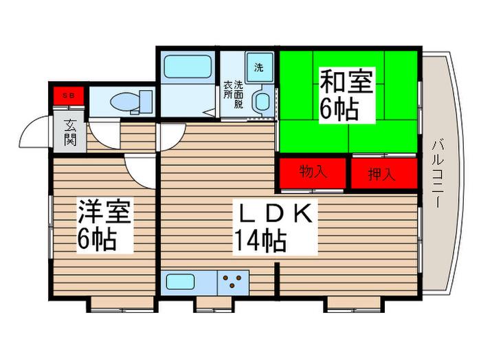 グリーンタウンスズキ(2LDK/3階)の間取り写真