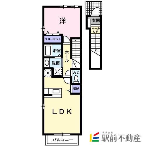 ジェルメ千本杉I(1LDK/2階)の間取り写真
