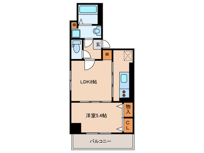 ジュセン西新(1LDK/7階)の間取り写真