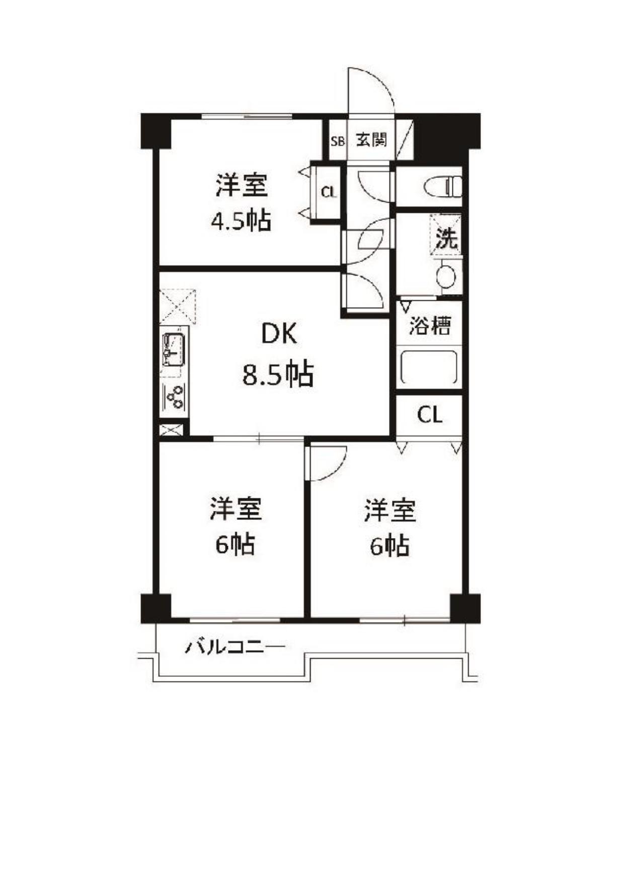 リリーディア東武練馬(3DK/2階)の間取り写真