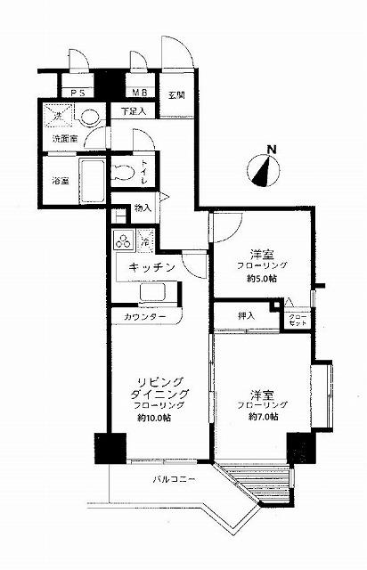 ノバガーデン代々木(2LDK/6階)の間取り写真
