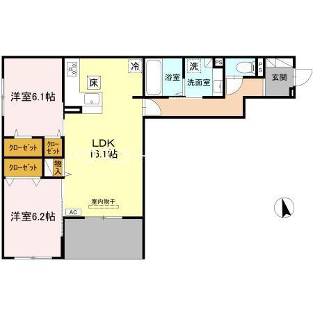 FIELD COURT(2LDK/2階)の間取り写真