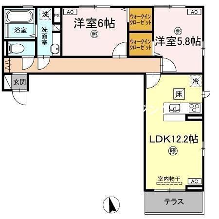 ＪＲ徳島線 蔵本駅 徒歩13分 3階建 築8年(2LDK/1階)の間取り写真