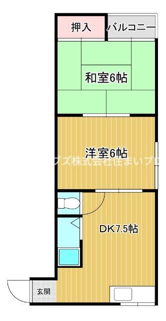 秀和ハイツ1(2DK/3階)の間取り写真