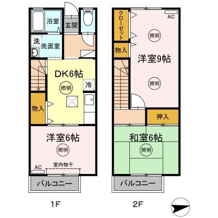 ヴェルデ原(3DK/1階)の間取り写真