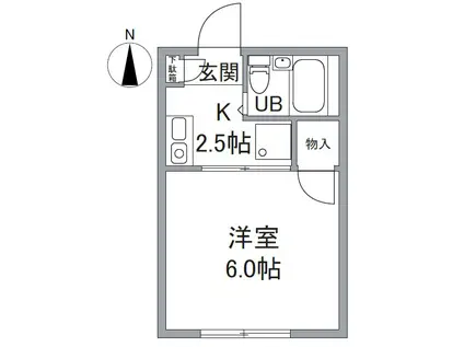 ヒルズ中井(1K/1階)の間取り写真