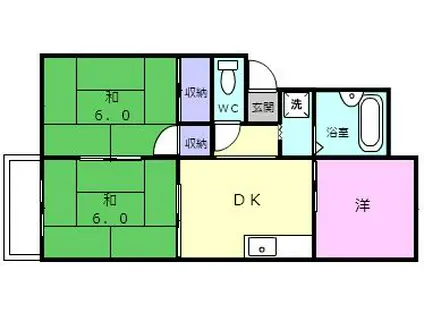 メゾン栄谷I(3DK/2階)の間取り写真
